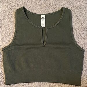90 Degree By Reflex Olive Green Ribbed Tank Top